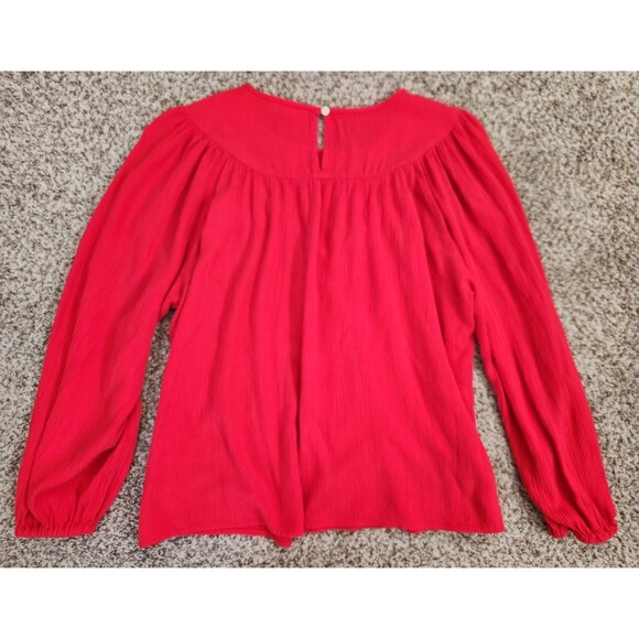 KNOX ROSE Top Womens Medium Bright Red Holiday Boho Peasant Country - Picture 3 of 6